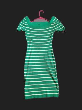 Almost Famous Green and White Striped Mini Dress